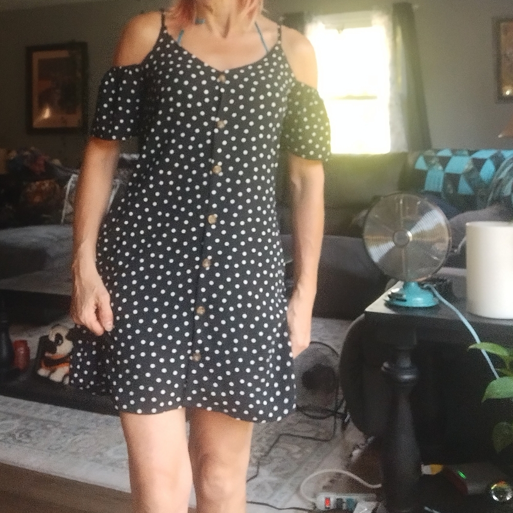 Cold Shoulder Button Down Dress - image 2